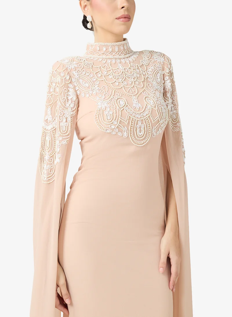 Amelia Rose Cape Sleeve Maxi Dress